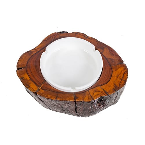 Plain White with Wood Ashtray African Collectables